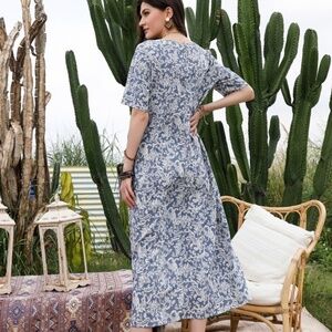 Vintage Blue and White Maxi Dress